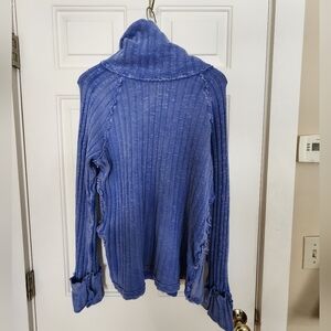 We The Free Just You Ribbed Turtleneck Size Large Blue Boho Free People